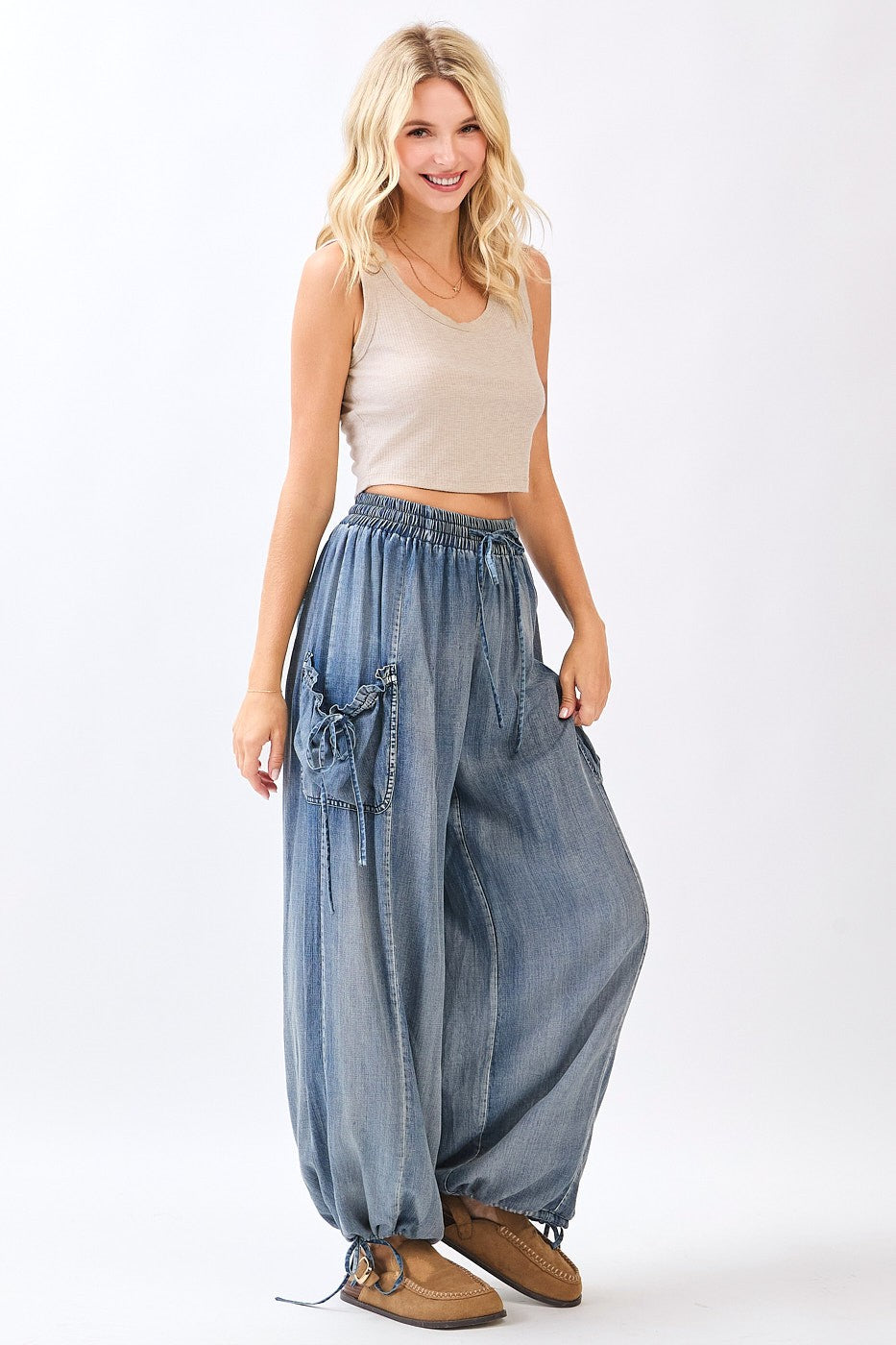 Aleta Adjustable Length Chambray Pants