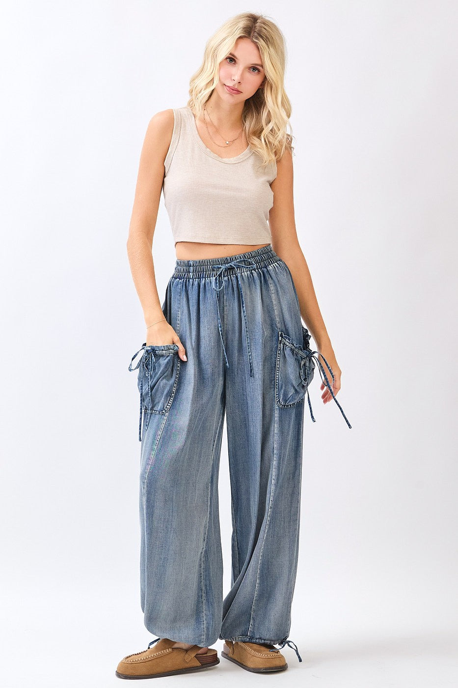 Aleta Adjustable Length Chambray Pants