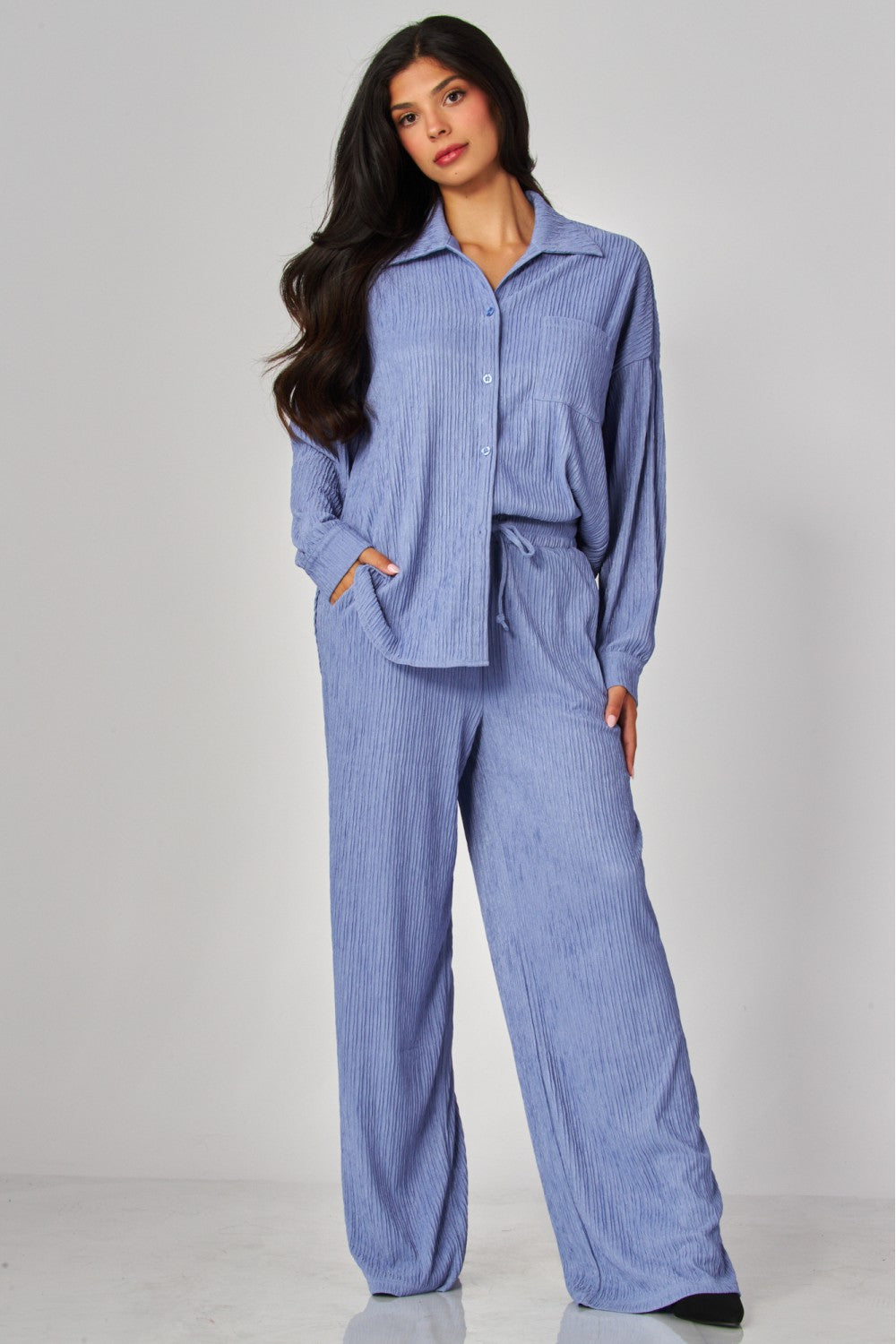 WELCOME THE WEEKEND LOUNGE PANTS SET IN PERIWINKLE