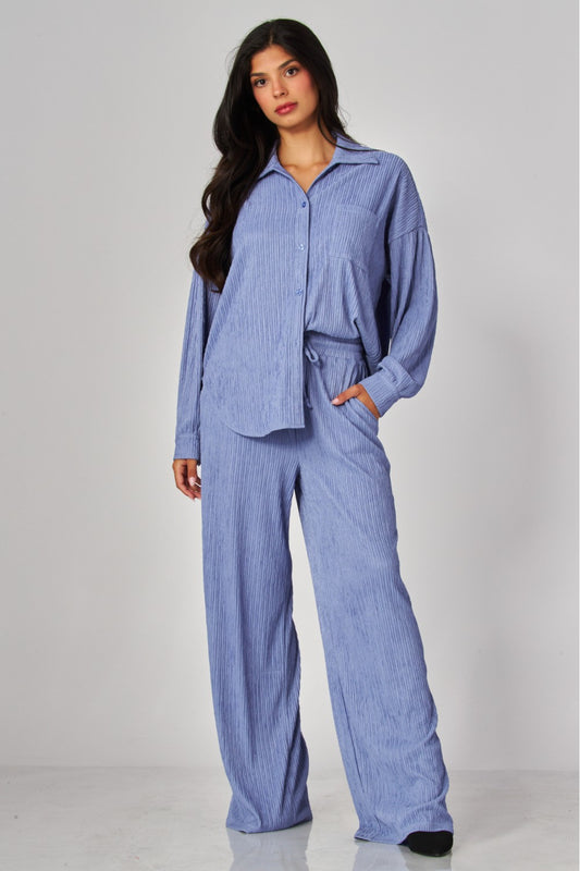 WELCOME THE WEEKEND LOUNGE PANTS SET IN PERIWINKLE