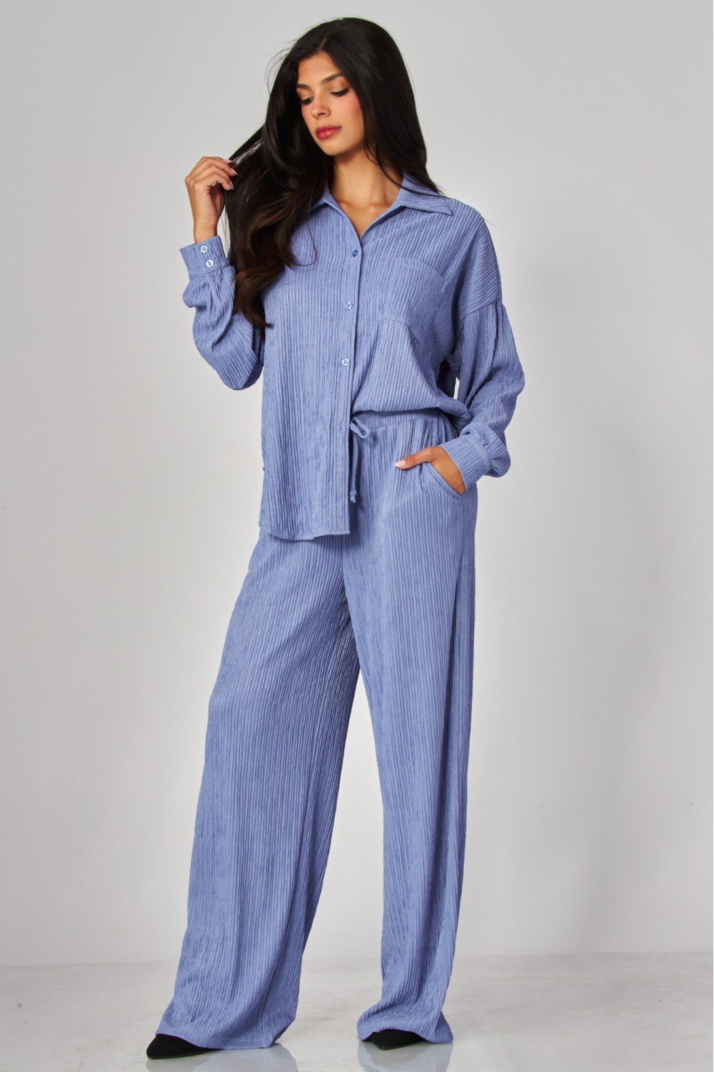 WELCOME THE WEEKEND LOUNGE PANTS SET IN PERIWINKLE