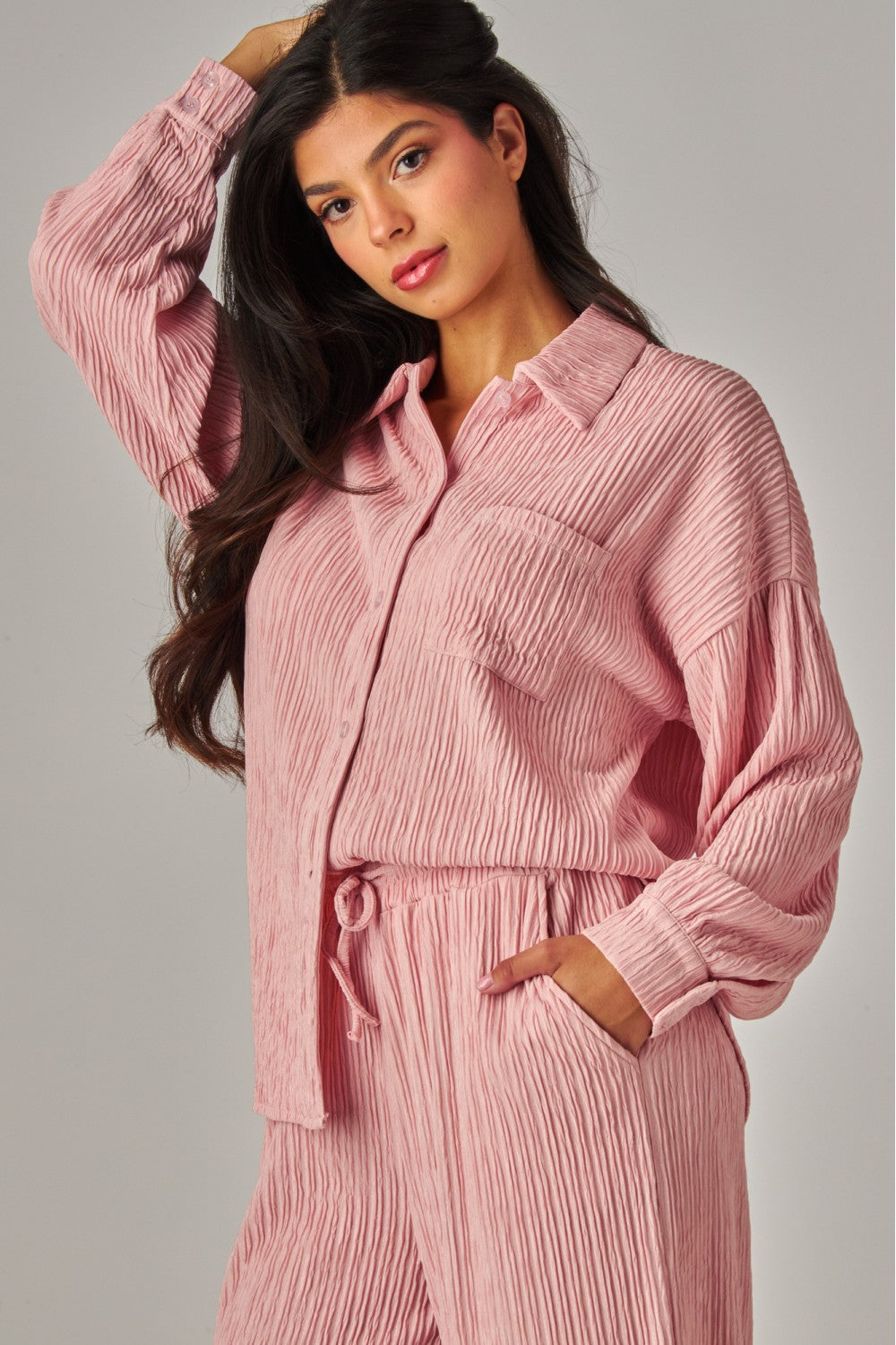 WELCOME THE WEEKEND LOUNGE PANTS SET IN PINK
