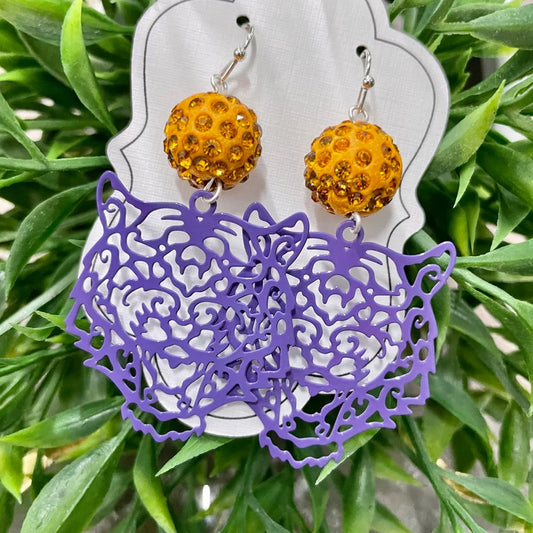 Clemson Tiger Football Acrylic Glitter Ball Earrings