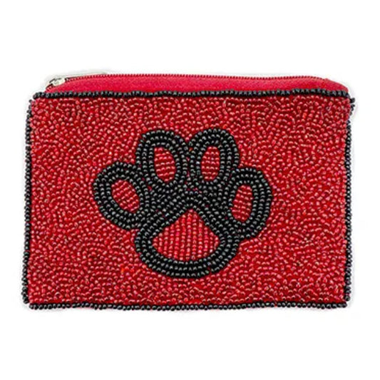 UGA Football Bulldogs Paw Beaded Storage Coin Pouch