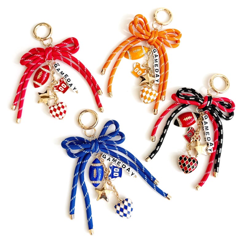 GAMEDAY Blue Orange Football Bag Charm Keychain