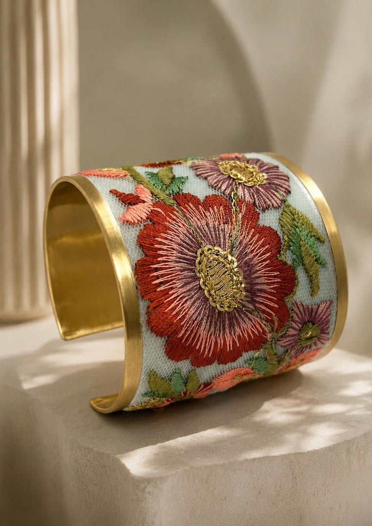 Delilah Cottage Garden Embroidered Cuff Bracelet