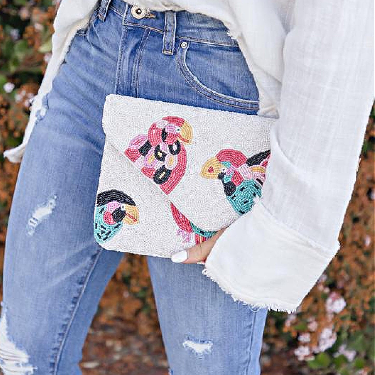 Parrot Bird Seed Bead Clutch
