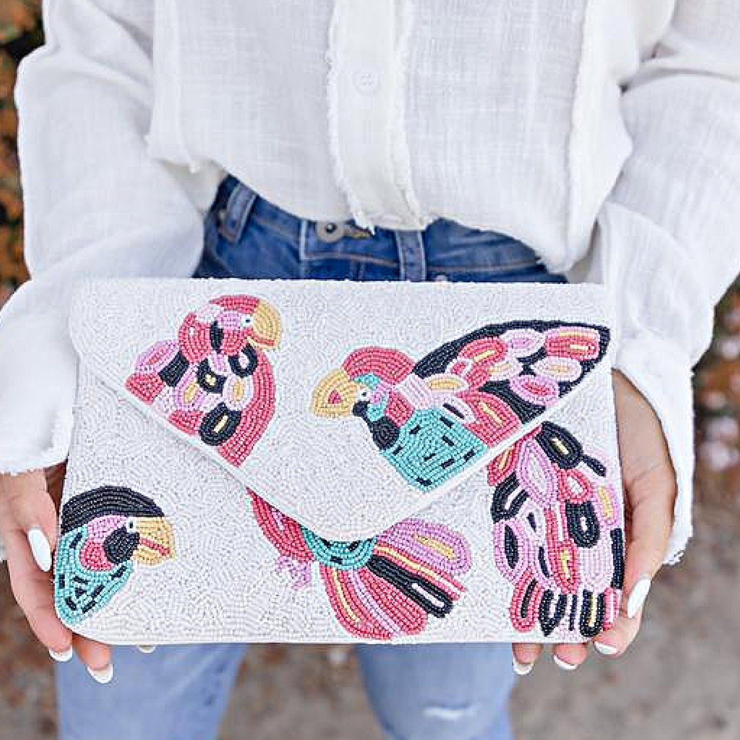 Parrot Bird Seed Bead Clutch