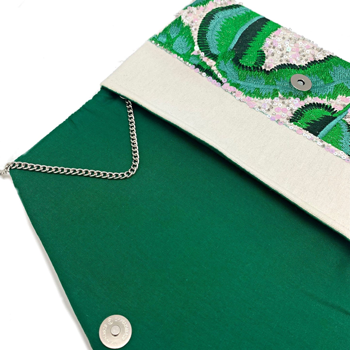 Tropical Leaf Seed Bead Sequin Crossbody Clutch Handbag