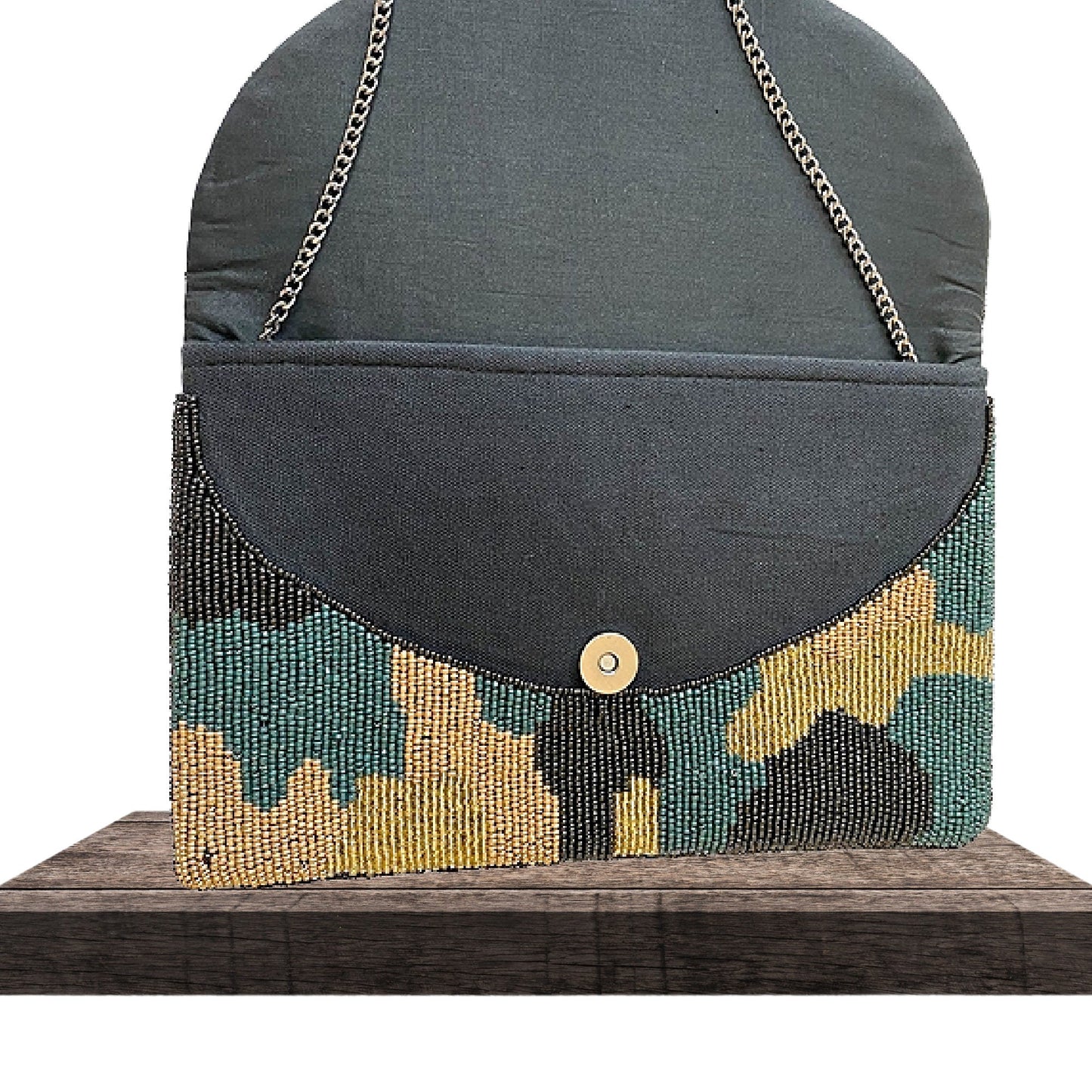 Janie Camo Beaded Crossbody Clutch Handbag