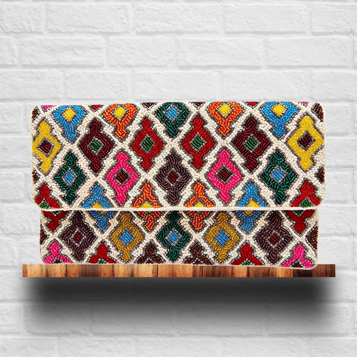 Modern Marrakesh Bohemian Seed Beaded Clutch Bag Crossbody Handbag