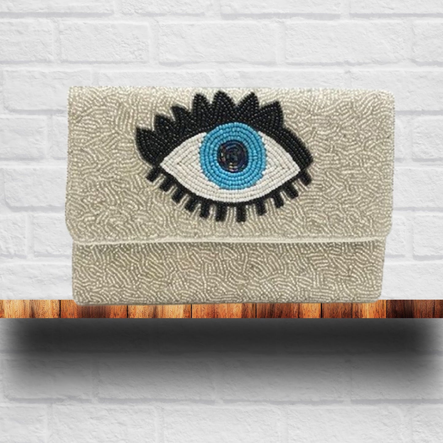 Blue Evil Eye Beaded Crossbody Clutch Handbag