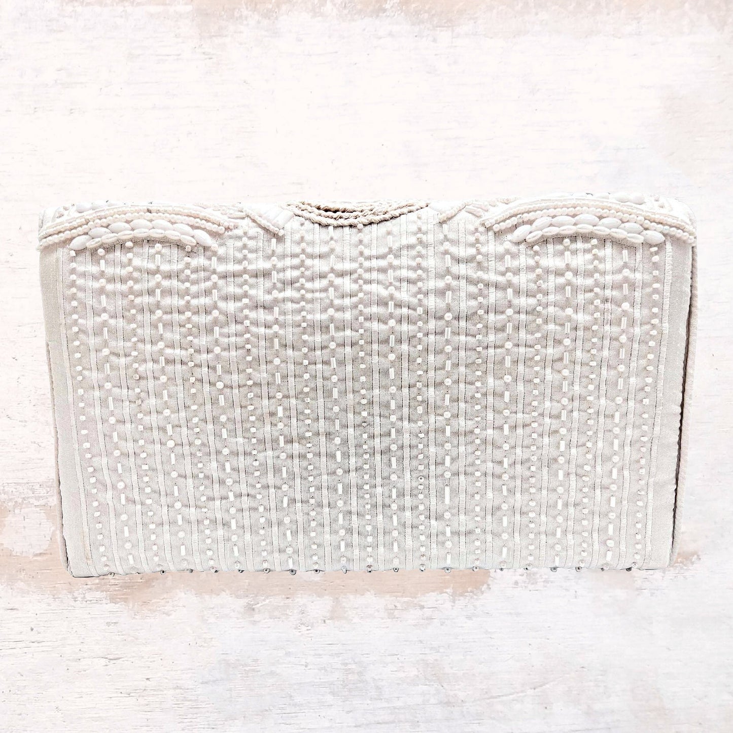 White Bridal Pearl Beaded Bag Clutch Crossbody Handbag