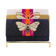 Pearl Winged Bee Striped Seed Beaded Crossbody Clutch Handbag