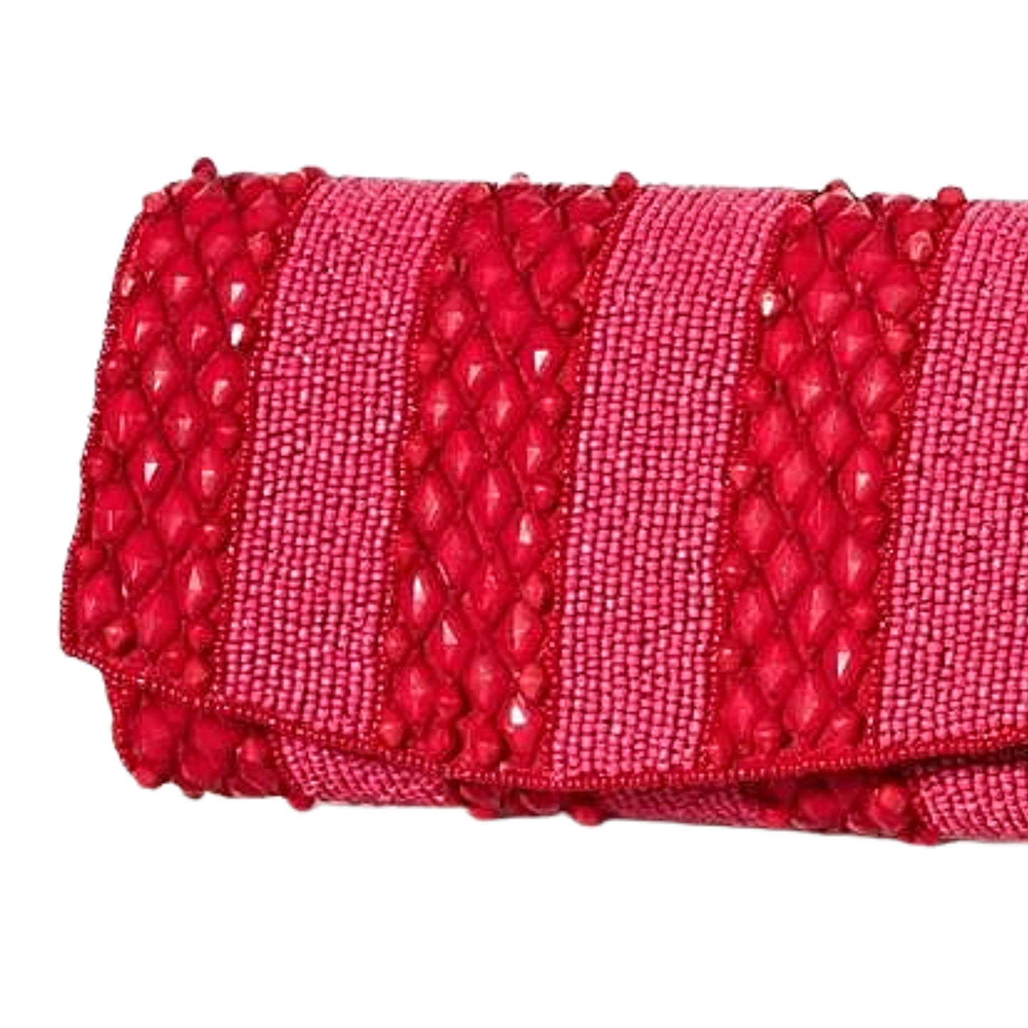 Fuchsia Pink Beaded Small Crossbody Chain Clutch Bag Handbag
