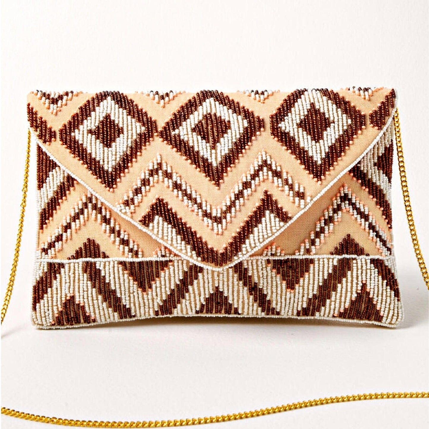 Gia Geometric Beaded Crossbody Clutch Handbag
