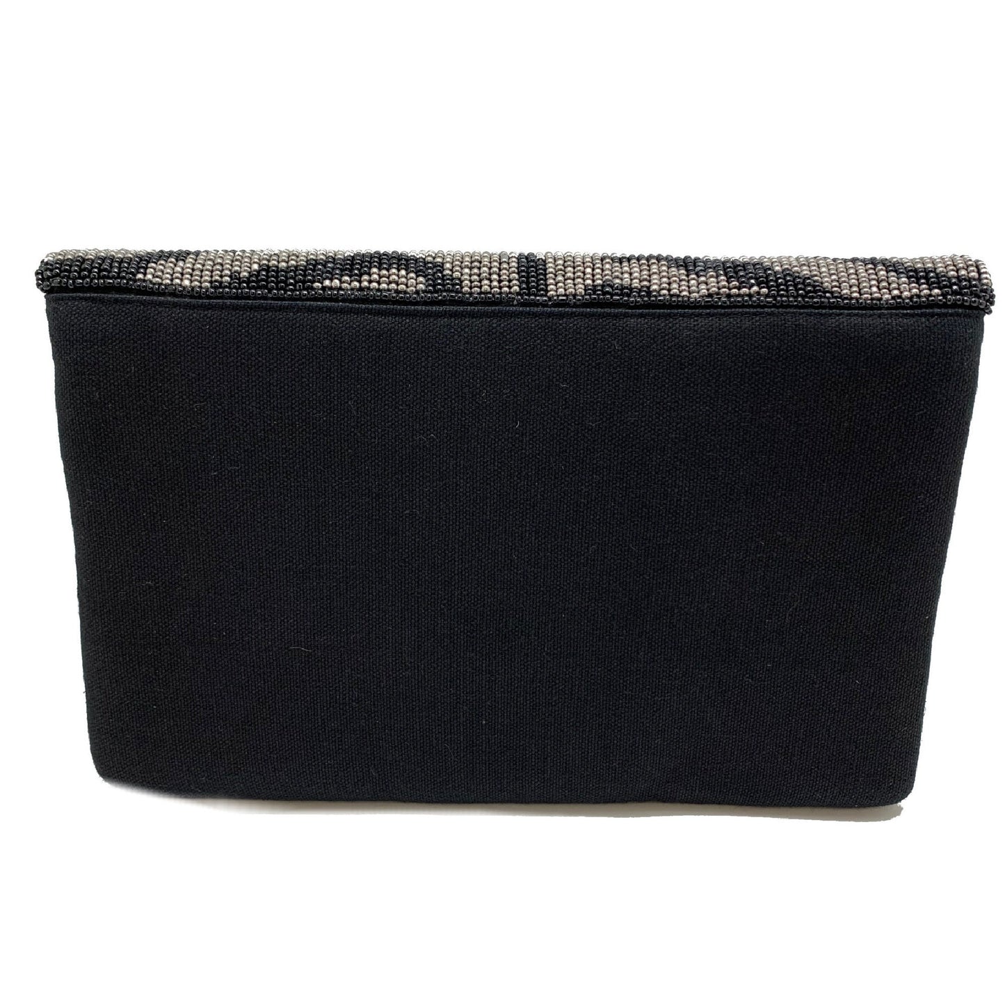 Black Zebra Striped Beaded Crossbody Clutch Handbag