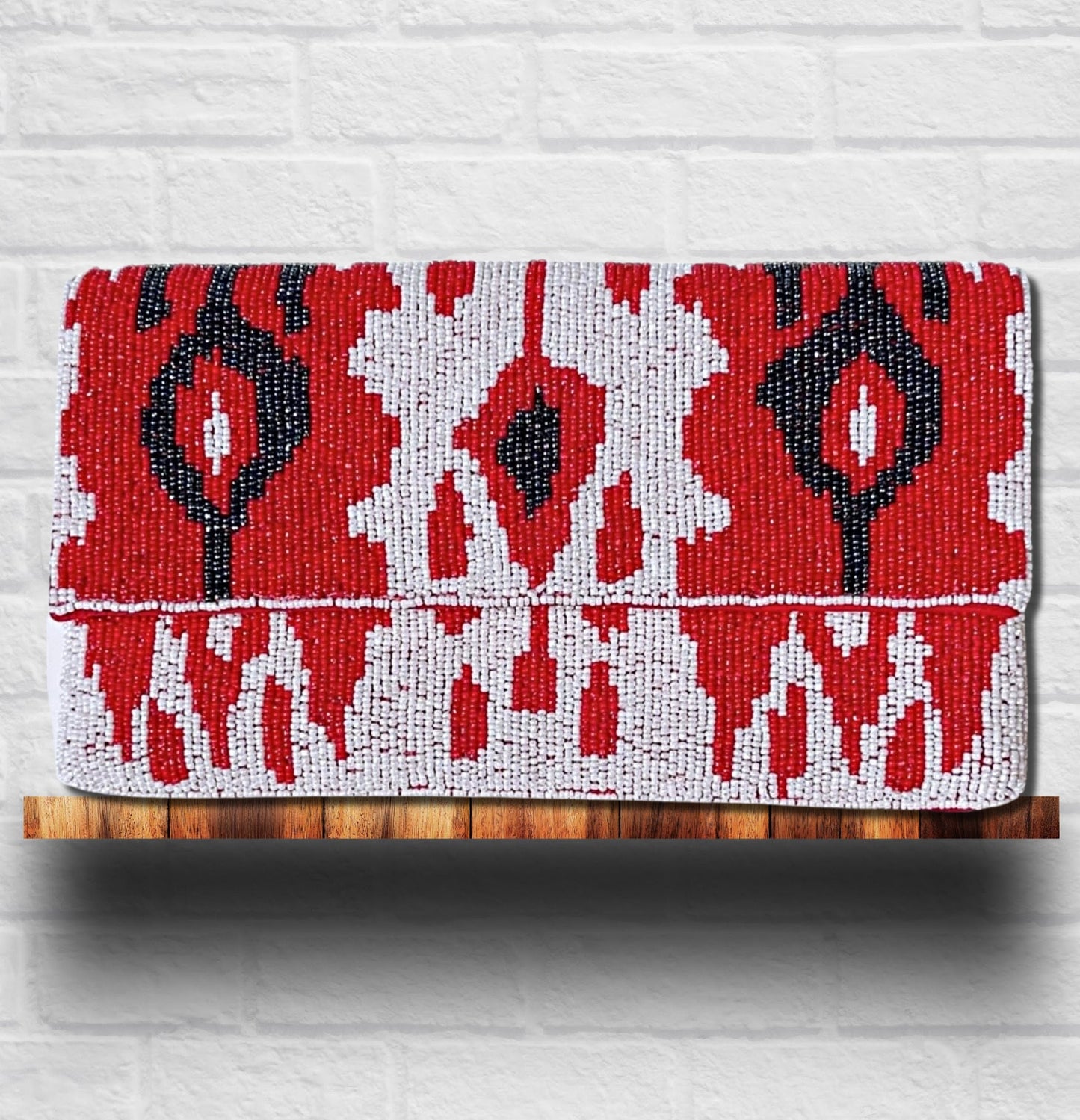 Red Beaded Clutch Aztec Crossbody Bag