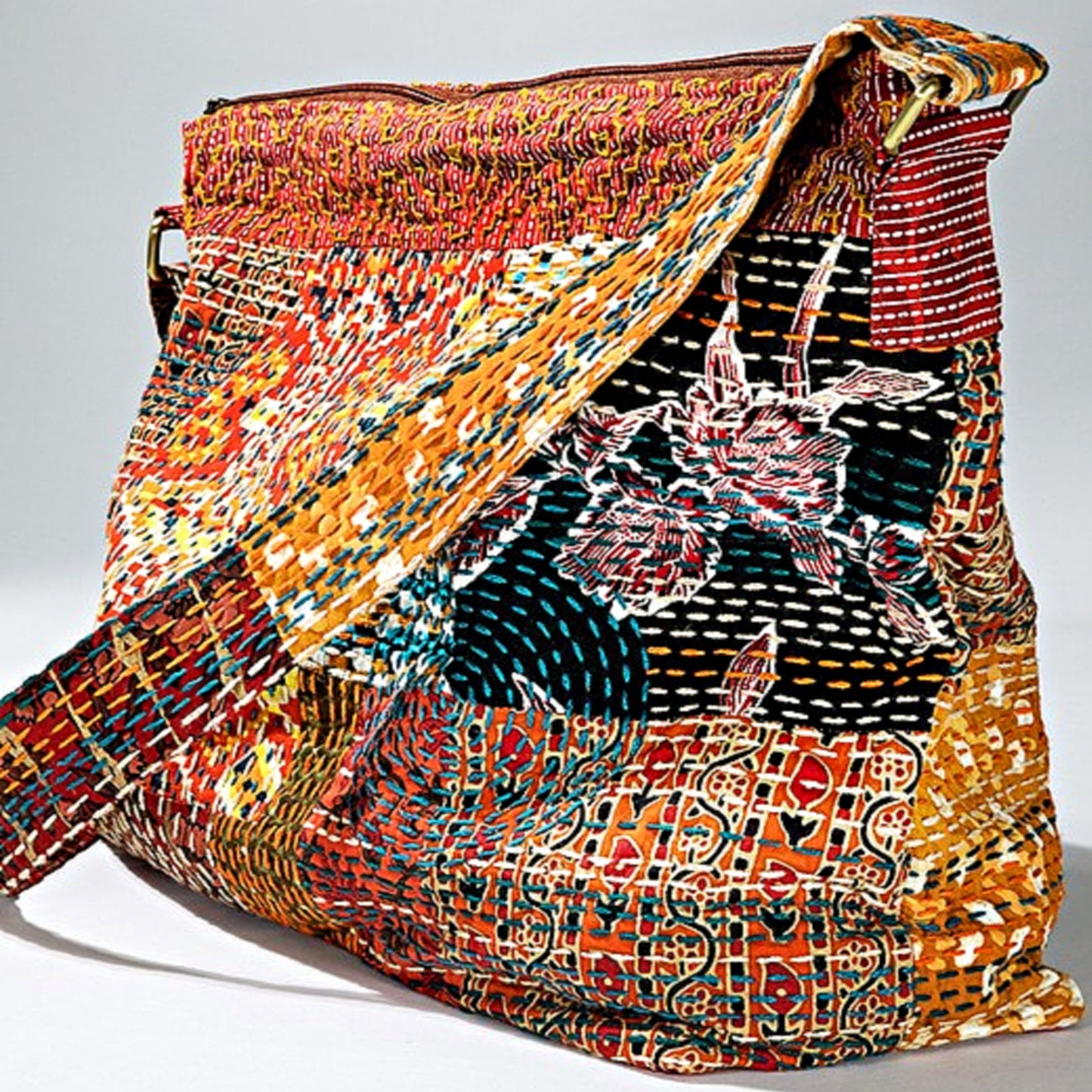 Bohemian Flower Child Patchwork Boho Style Tote Shoulder Bag