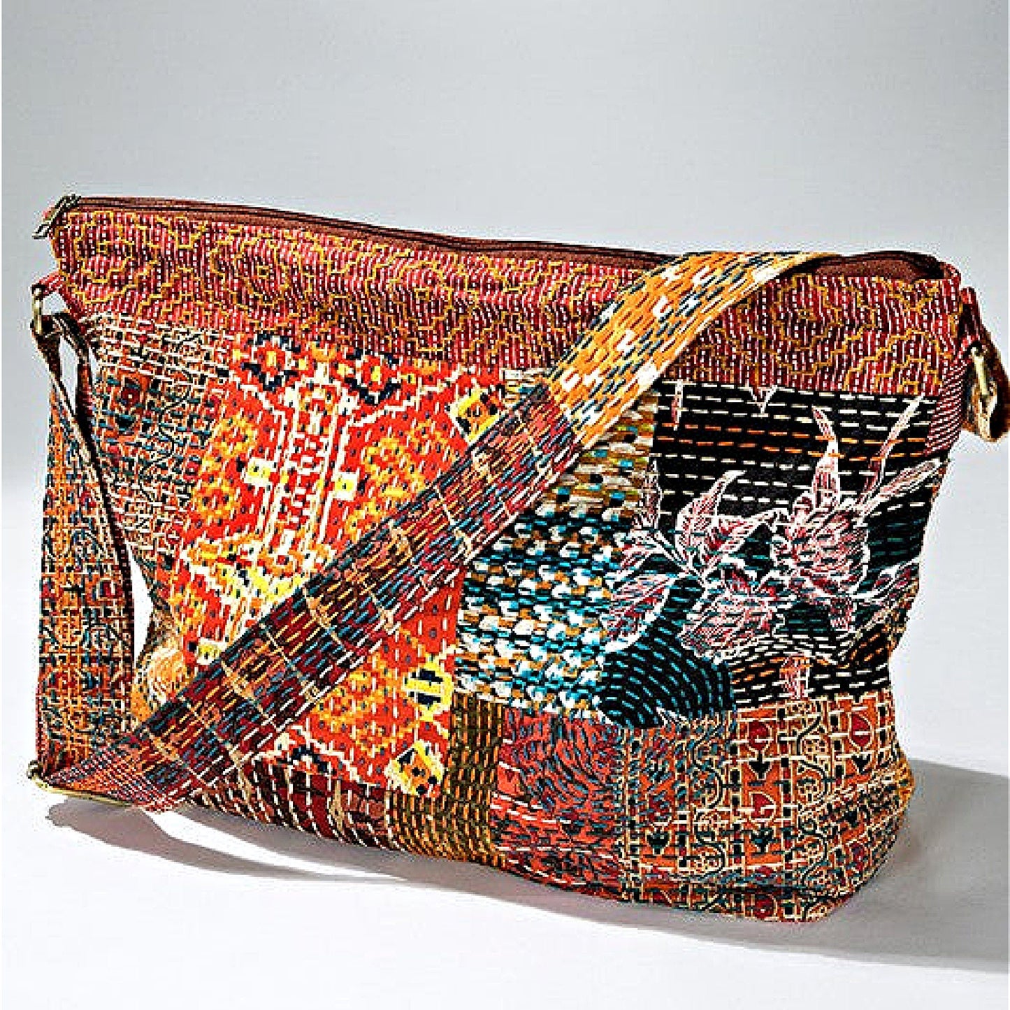 Bohemian Flower Child Patchwork Boho Style Tote Shoulder Bag