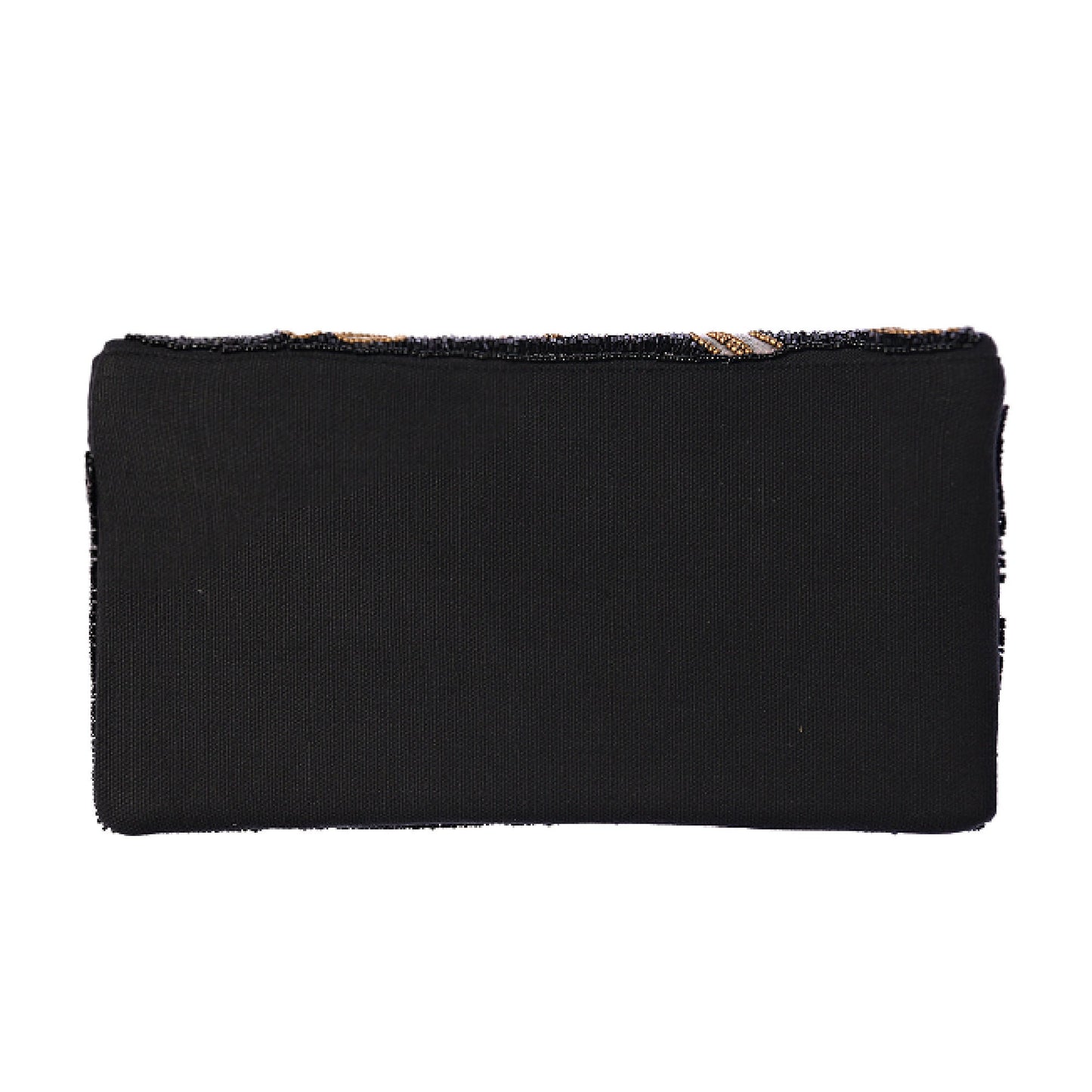 Black Gold Palm Leaf Beaded Crossbody Clutch Handbag