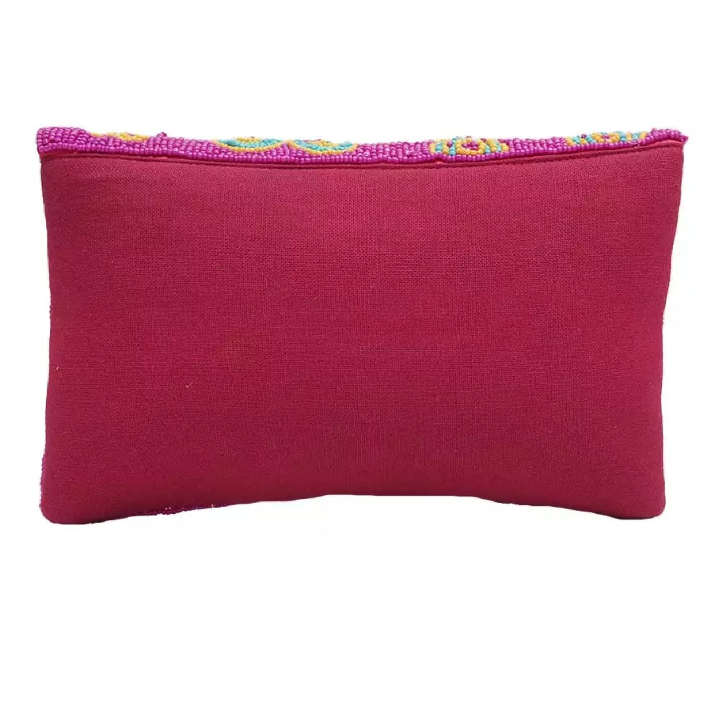Abstract Floral Seed Beaded Crossbody Chain Clutch Bag