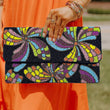 Retro Pinwheel Black Beaded Crossbody Clutch Handbag
