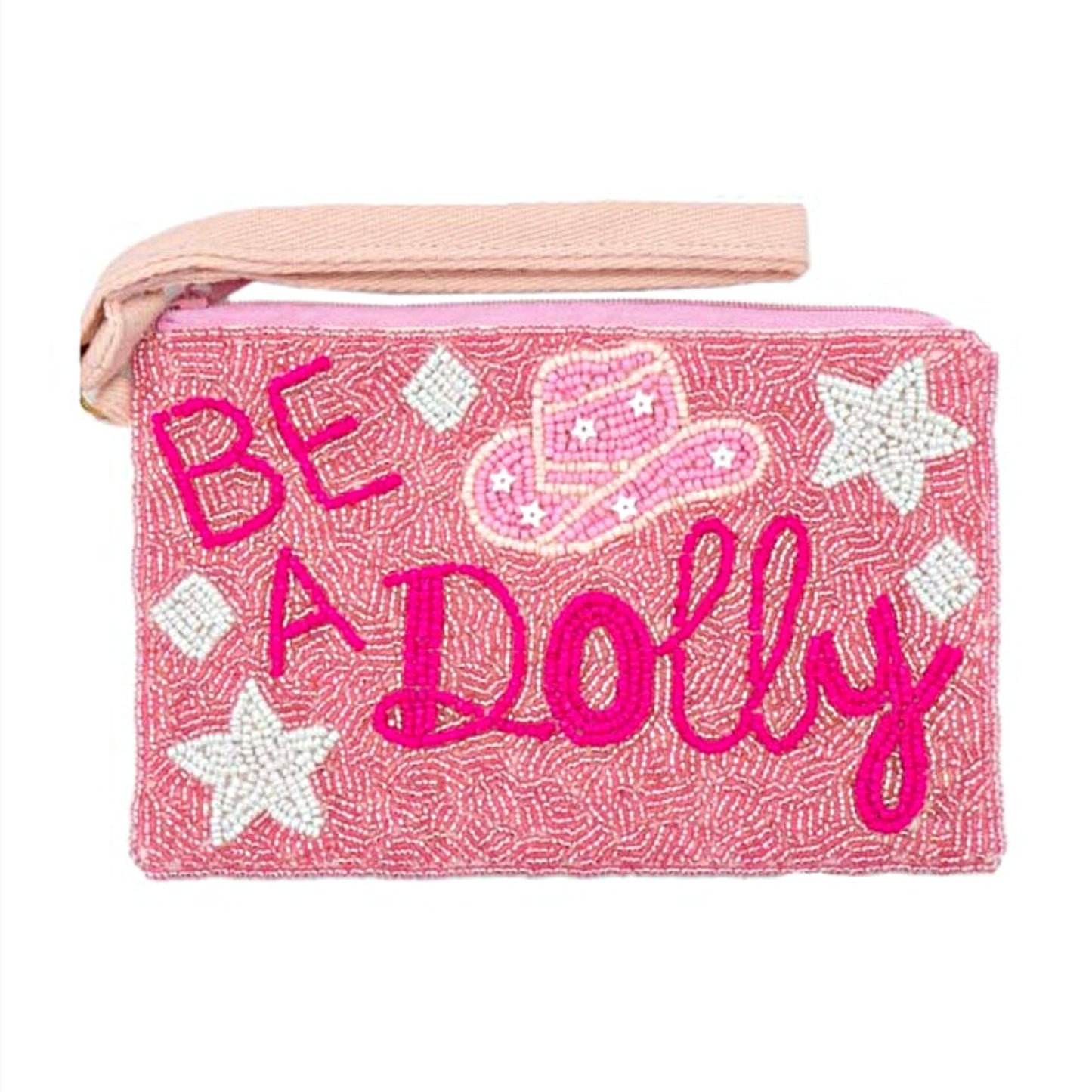 Be A Dolly Rodeo Star Cowgirl Pink Beaded Wristlet Bag