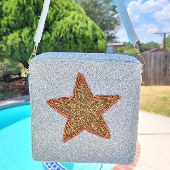 Superstar Beaded Box Bag Handbag with Bead Star Strap