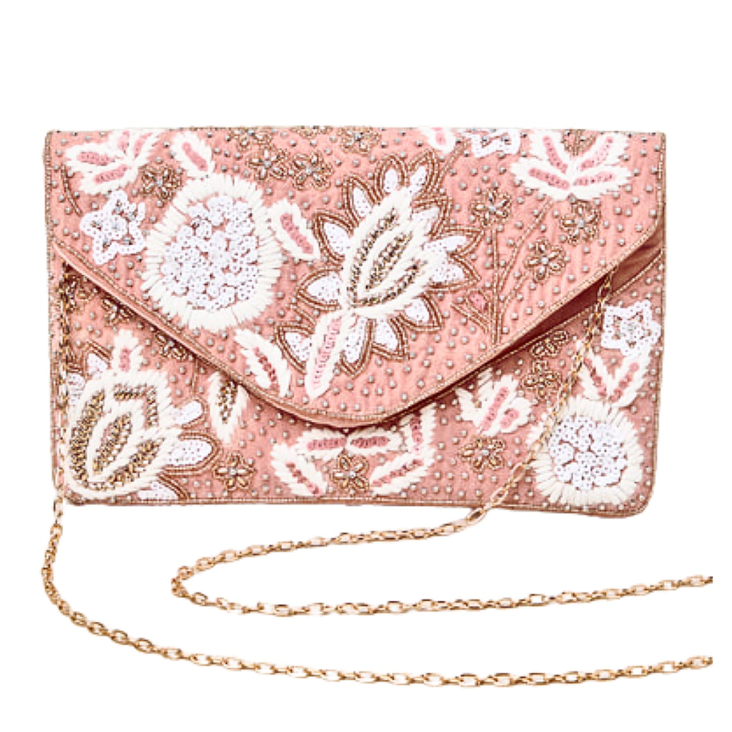 Make Me Blush Beaded Raffia Crossbody Clutch Handbag