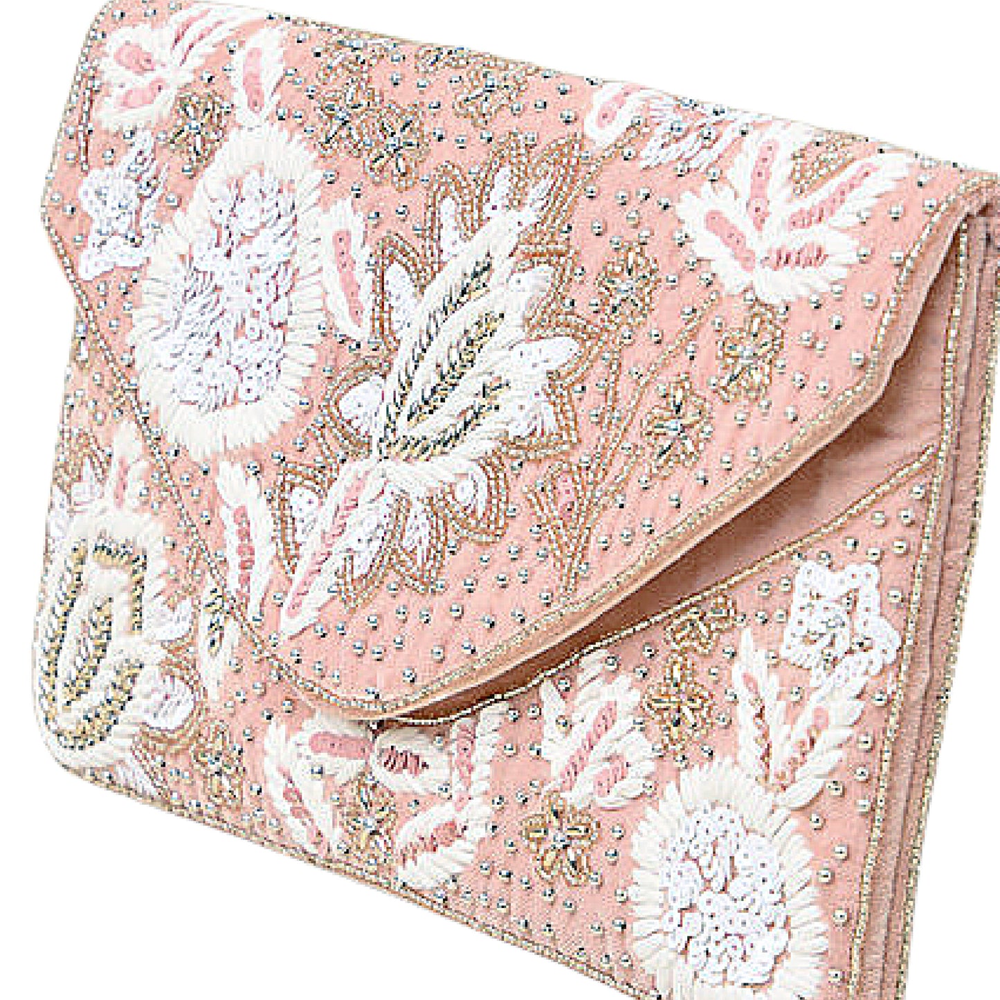 Make Me Blush Beaded Raffia Crossbody Clutch Handbag