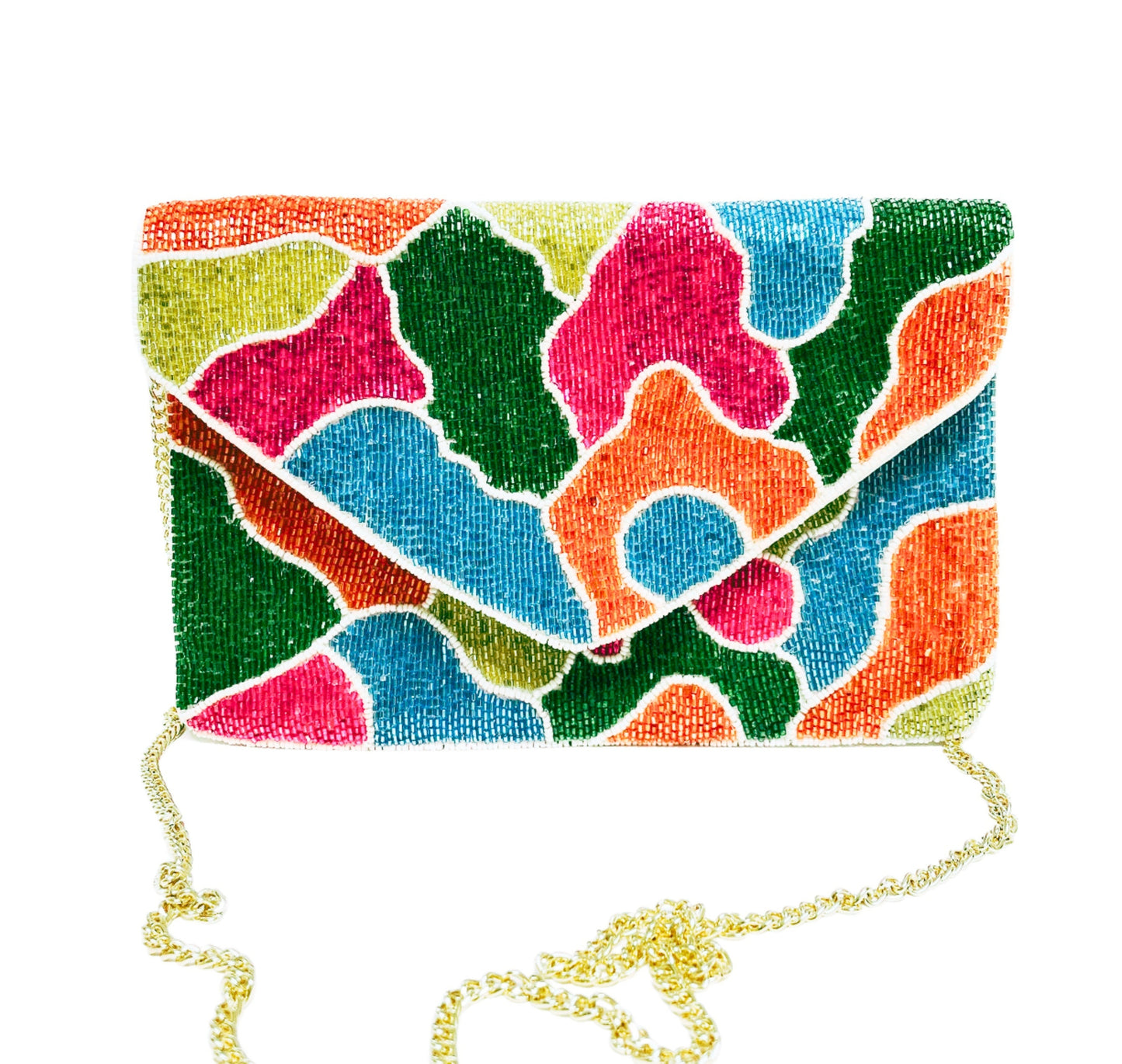 Kaleidoscope Camo Beaded Crossbody Clutch Handbag