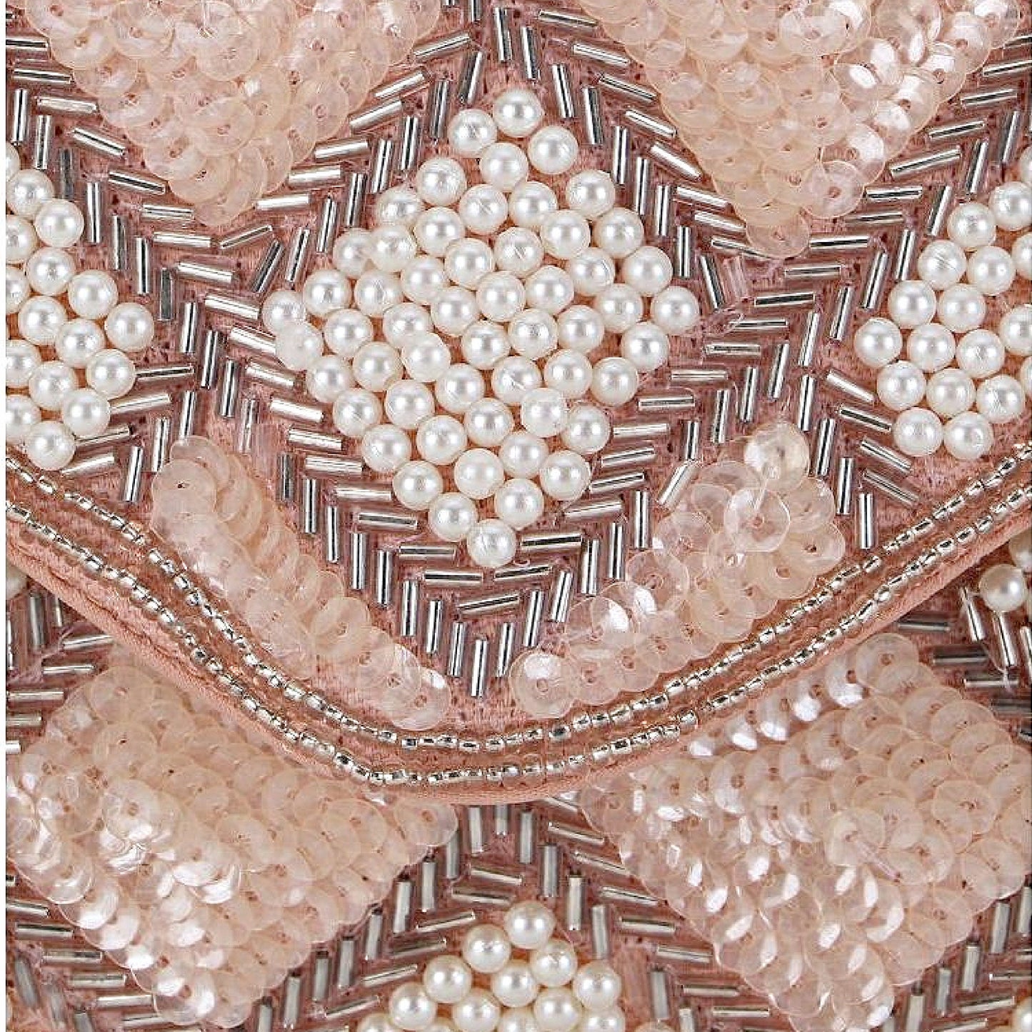 Make Me Blush Pink Beaded Crossbody Clutch Handbag
