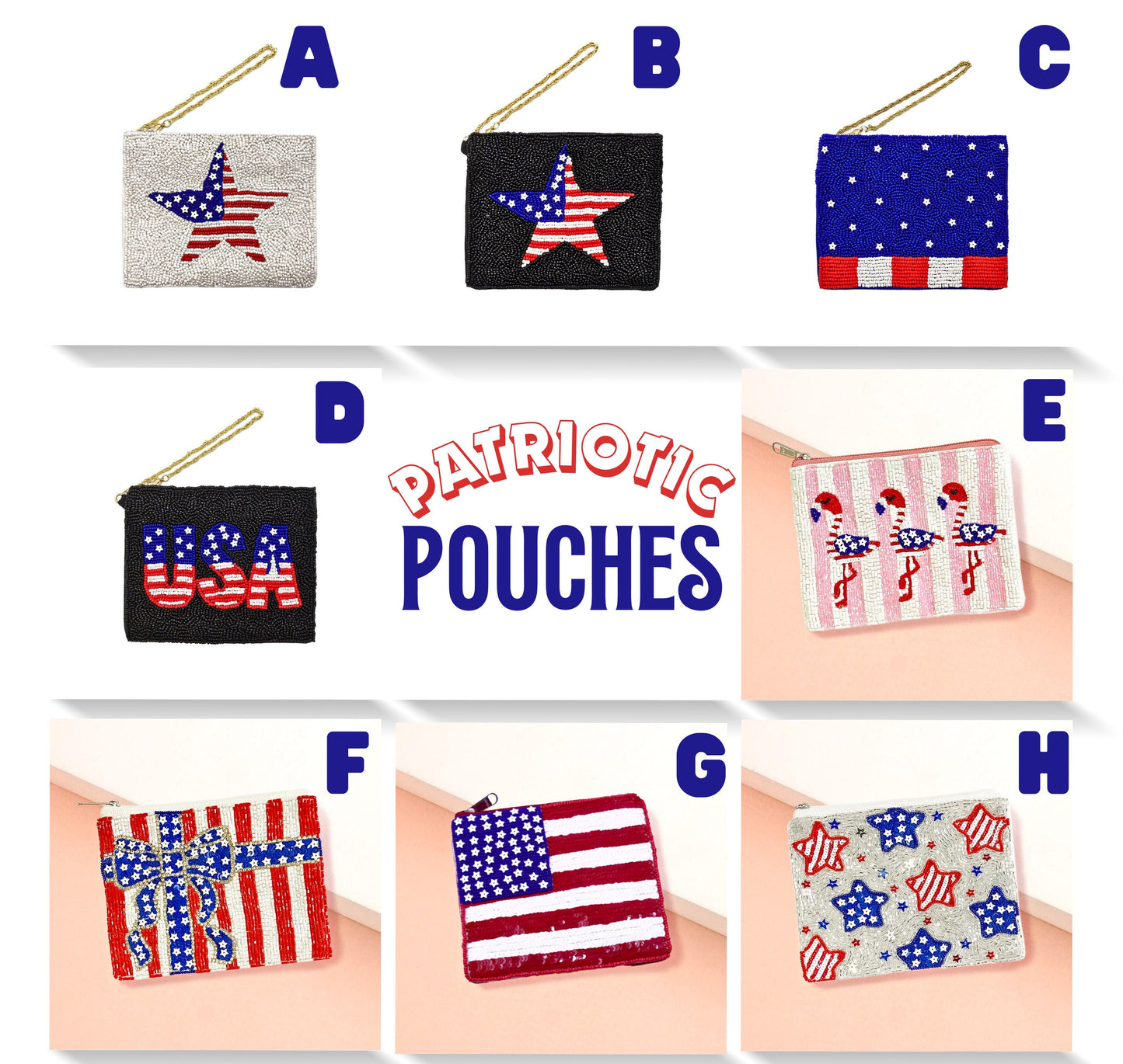 Patriotic USA American Pride Beaded Coin Pouches