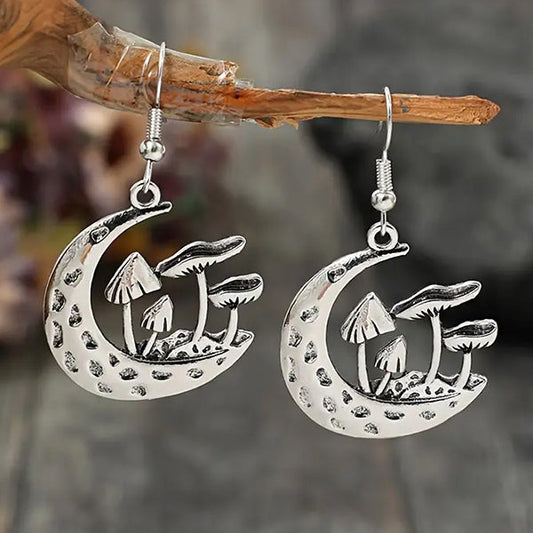 Mushrooms on The Moon Sterling Silver Earrings