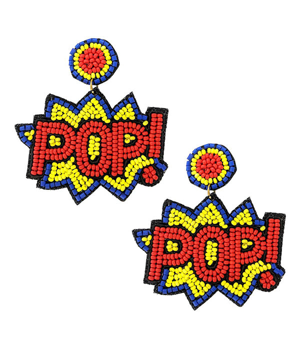 Retro Comics Style OMG POP Exclamation Beaded Earrings
