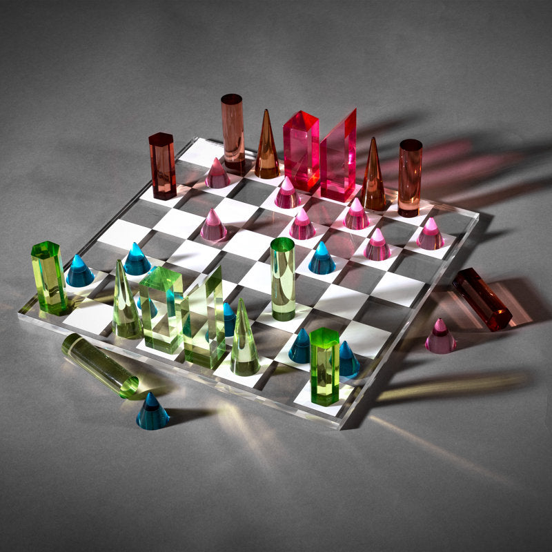 Designer Inspired Colorful Gem Acrylic Chess Set