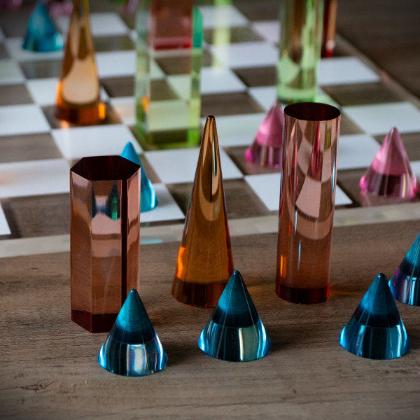 Designer Inspired Colorful Gem Acrylic Chess Set