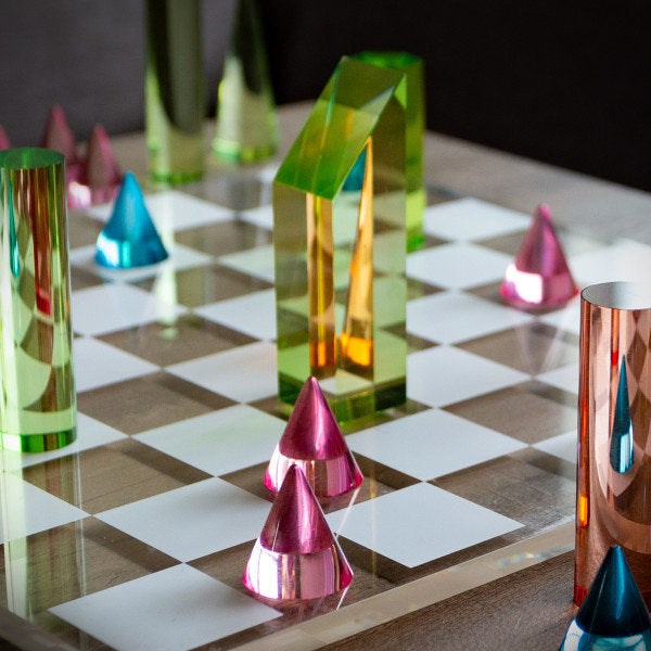 Designer Inspired Colorful Gem Acrylic Chess Set