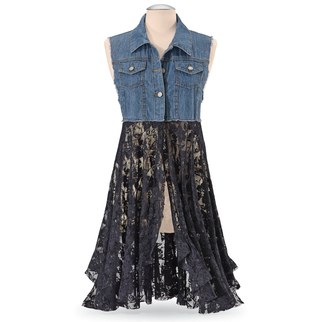 Deidre Blue Denim Vest in Black