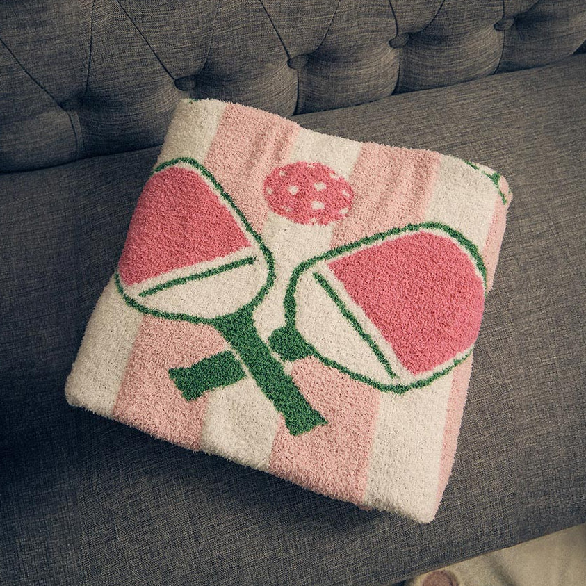Pink Pickleball Day Dinker Throw Blanket