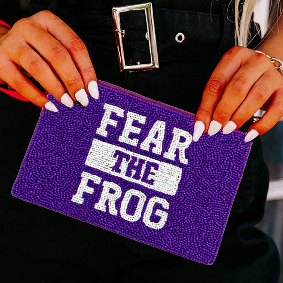 TCU TEXAS CHRISTIAN UNIVERSITY Beaded Purple Storage Pouch