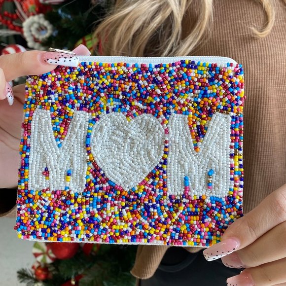 MOM Confetti Beaded Money Storage Pouch