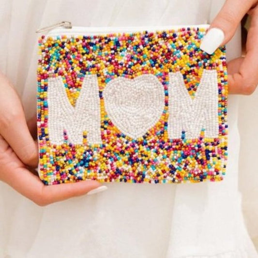 MOM Confetti Beaded Money Storage Pouch