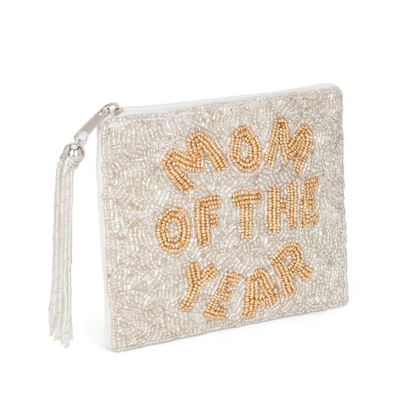 MOM OF THE YEAR Beaded Money Storage Pouch