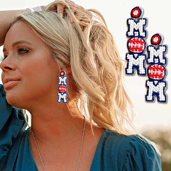 PLAY BALL BASEBALL MOM Sports Theme Beaded Earrings