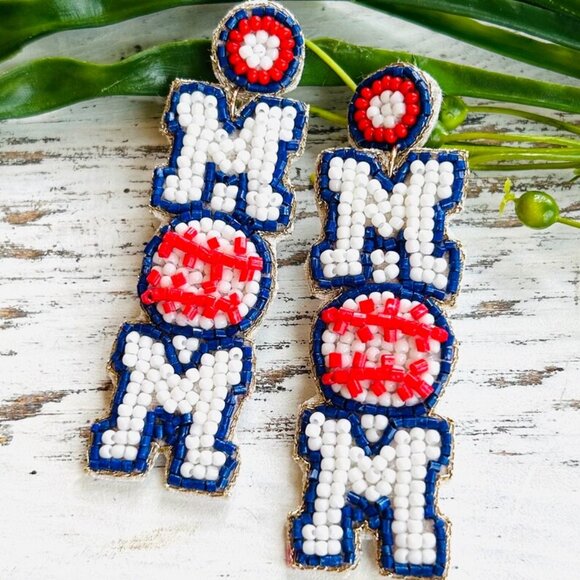 PLAY BALL BASEBALL MOM Sports Theme Beaded Earrings