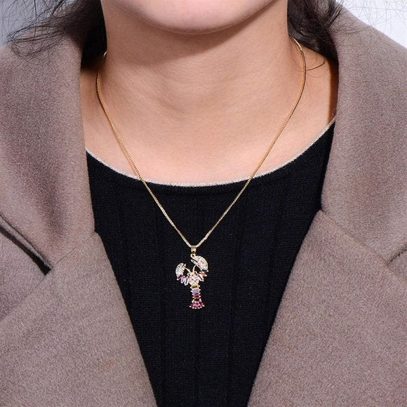 Lobster Shaped Cubic Zirconia Swarovski Crystal Necklace