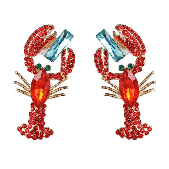 Lobster Rhinestone Crystal Statement Earrings