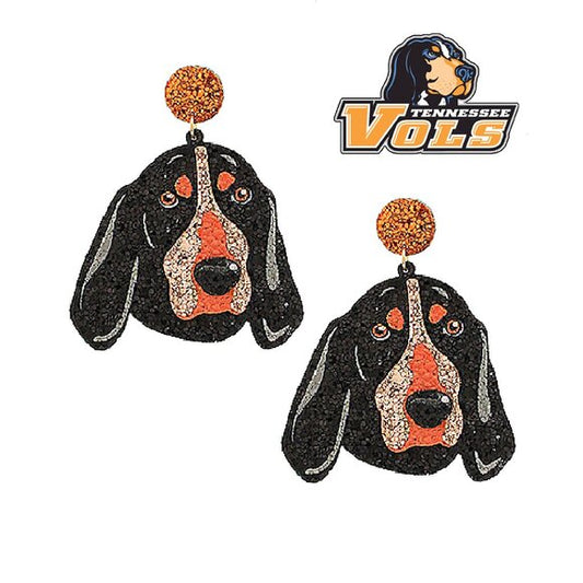 Tennessee Vols Smokey Dog Hound Sparkle Football Earrings